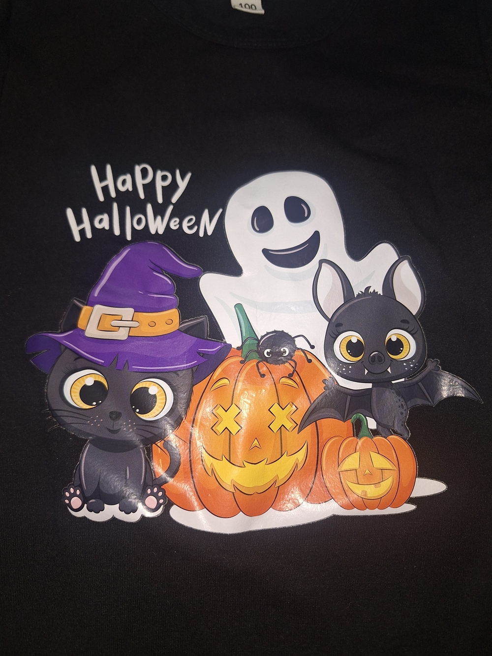 The NEW Boutique Black Halloween Tee with Ghost, Kittens & Pumpkins NWOT - Picture 2 of 2